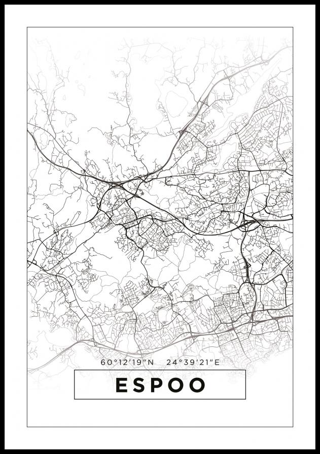 Mappa - Espoo - Poster bianco