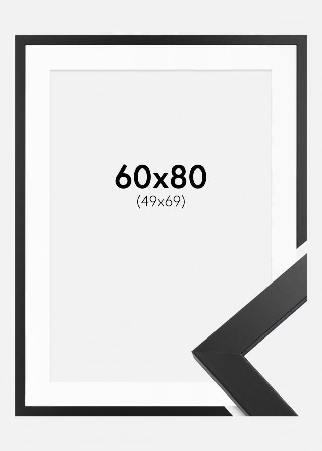 Cornice Black Wood 60x80 cm - Passe-partout Bianco 50x70 cm