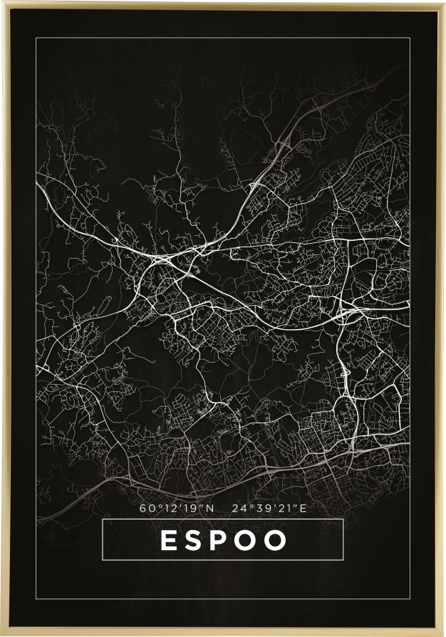 Mappa - Espoo - Poster nero