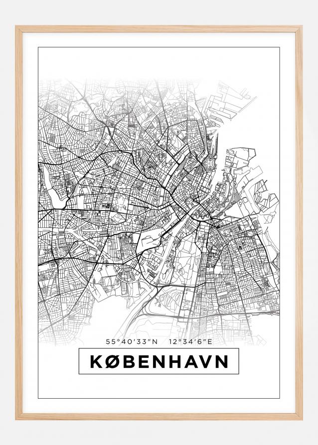 Mappa - København - Bianco Poster