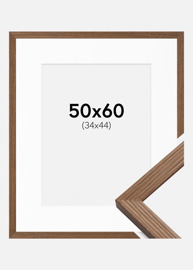 Cornice Fiorito Rovere scuro 50x60 cm - Passe-partout Bianco 35x45 cm