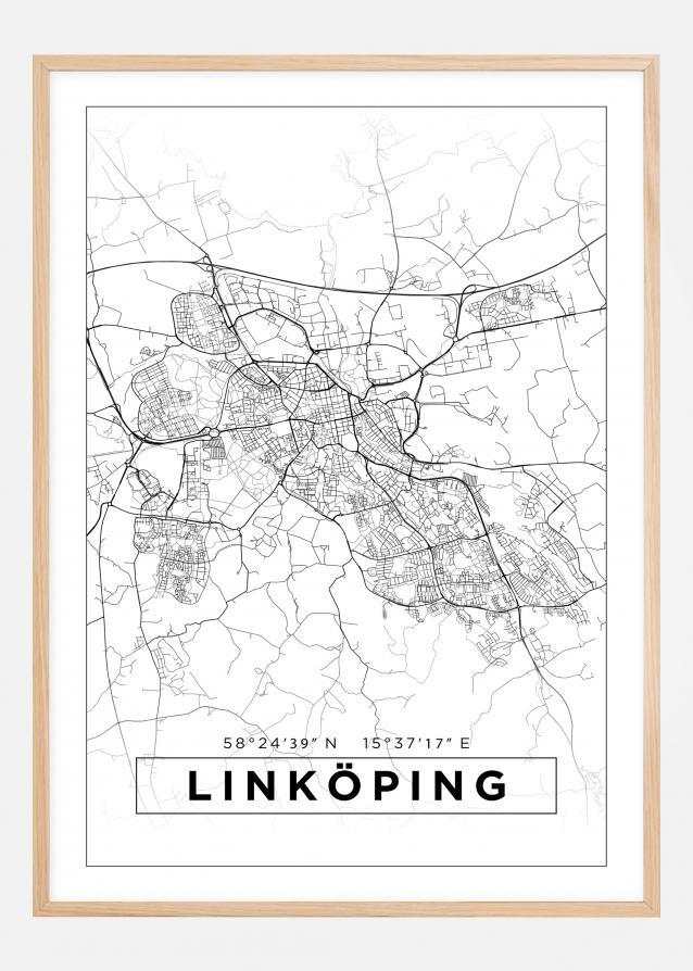 Mappa - Linköping - Poster bianco