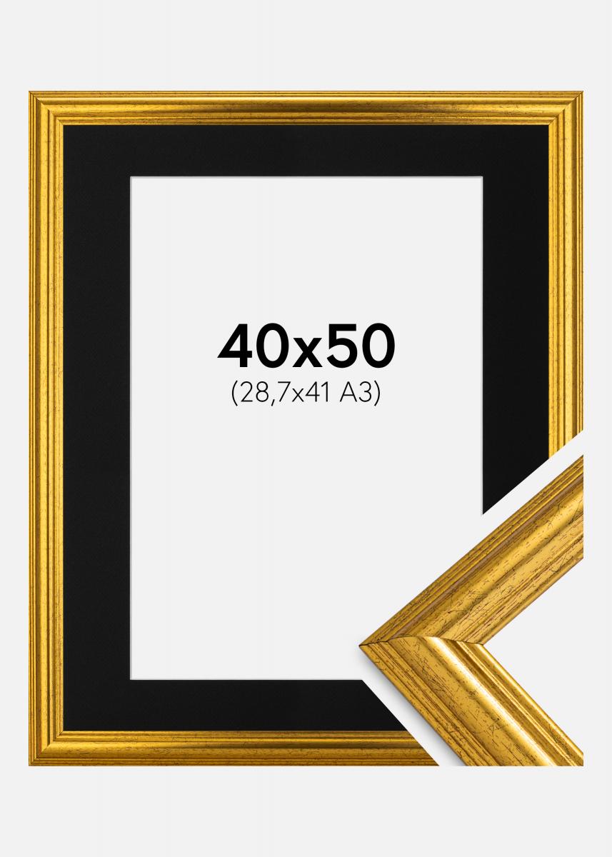 Acquista Cornice Abisko Oro 40x60 cm - Passe-partout Nero 32,9x48,3 cm  (A3+) qui 