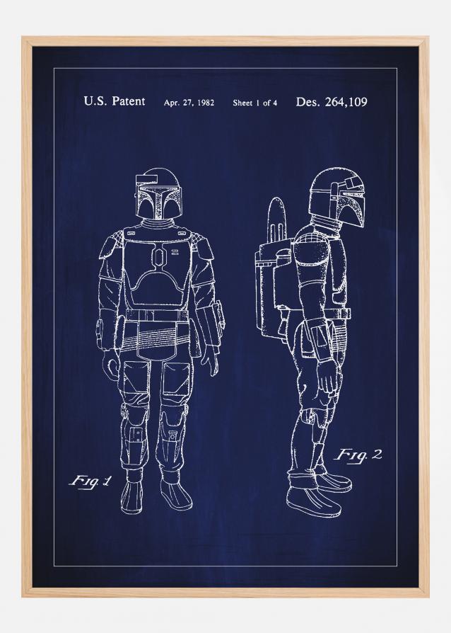Disegni di brevetti - Star Wars - Boba Fett - Blu Poster