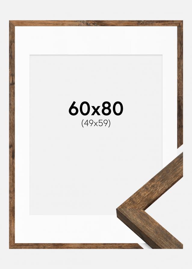 Cornice Fiorito Washed Oak 60x80 cm - Passe-partout Bianco 50x60 cm