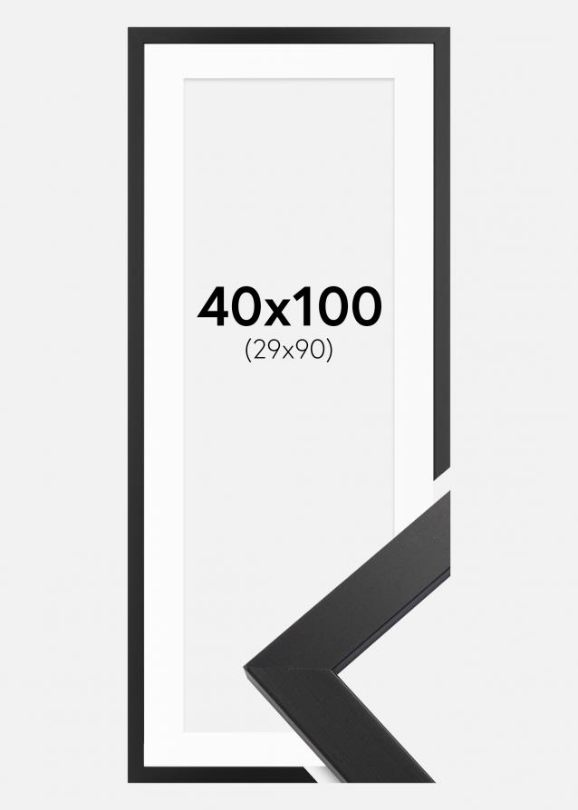 Cornice Black Wood 40x100 cm - Passe-partout Bianco 30x91 cm