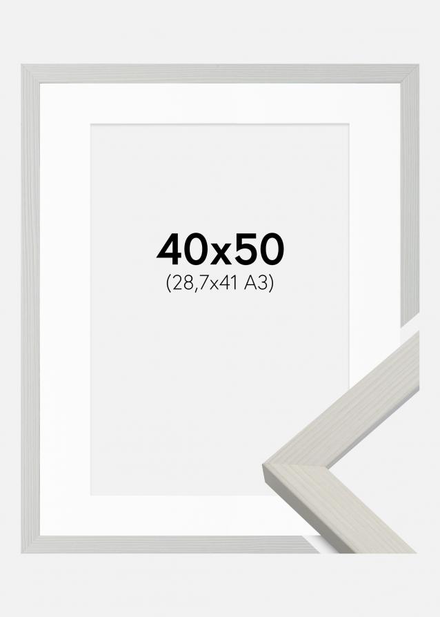 Cornice Fiorito Bianco 40x50 cm - Passe-partout Bianco 29,7x42 cm (A3)