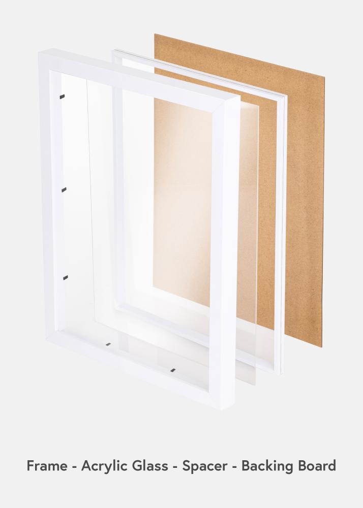 BGA Cornice Boxram Bianco 50x70 cm - Passepartout Bianco 40x60 cm