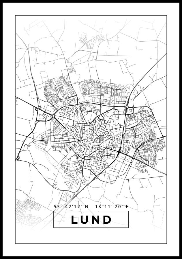 Mappa - Lund - Poster bianco