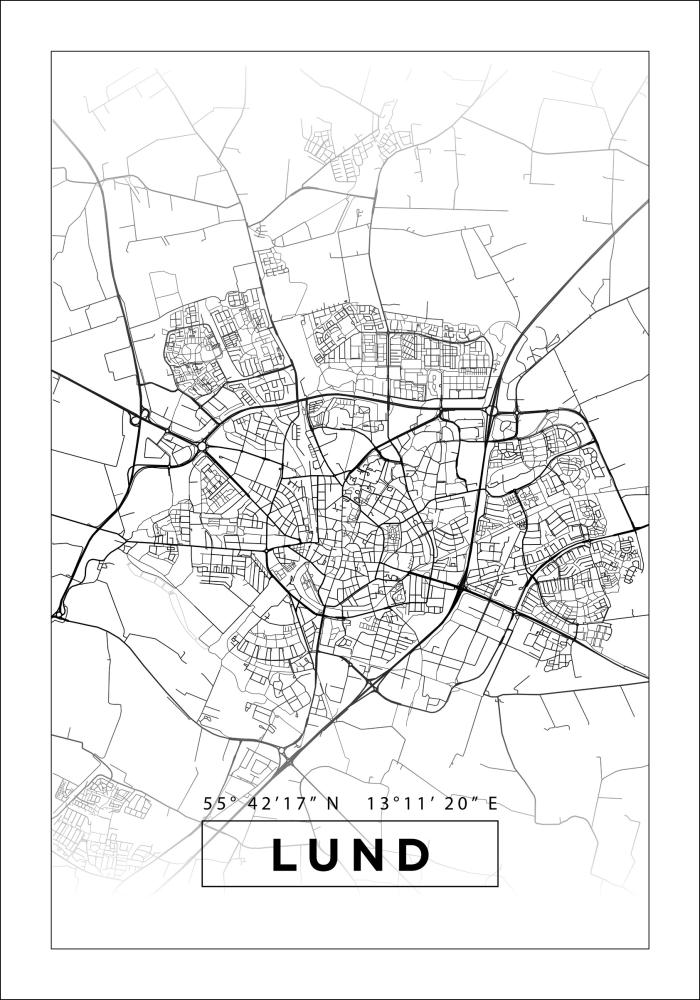 Mappa - Lund - Poster bianco