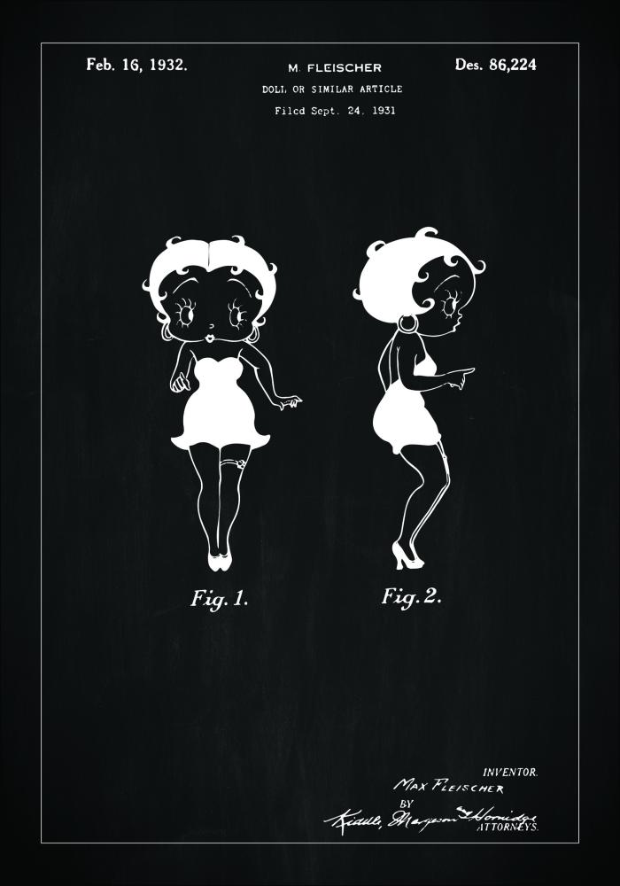 Disegni di brevetti - Betty Boop - Nero Poster