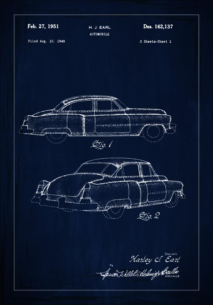 Disegni di brevetti - Cadillac I - Blu Poster