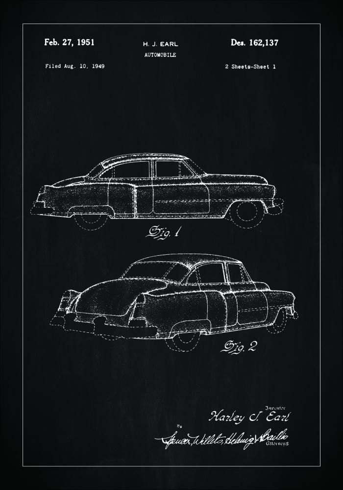 Disegni di brevetti - Cadillac I - Nero Poster