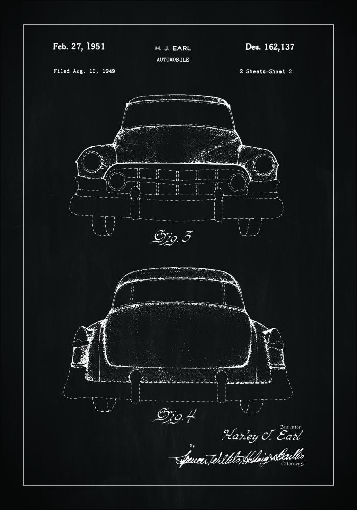 Disegni di brevetti - Cadillac II - Nero Poster