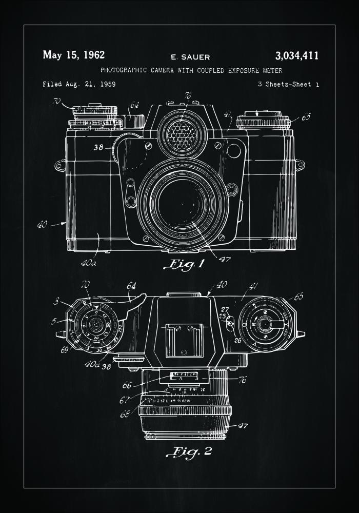 Disegni di brevetti - Macchina fotografica I - Nero Poster