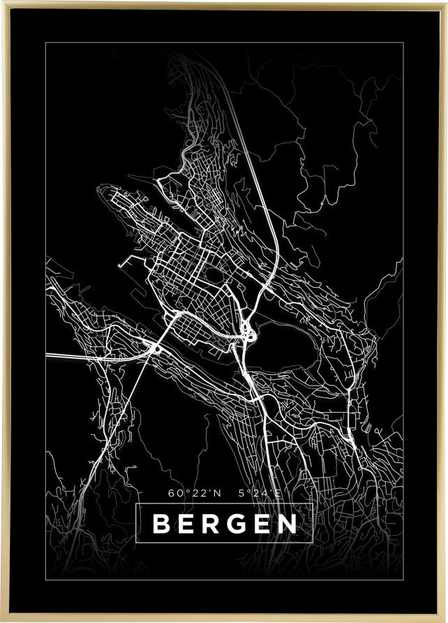 Mappa - Bergen - Poster nero