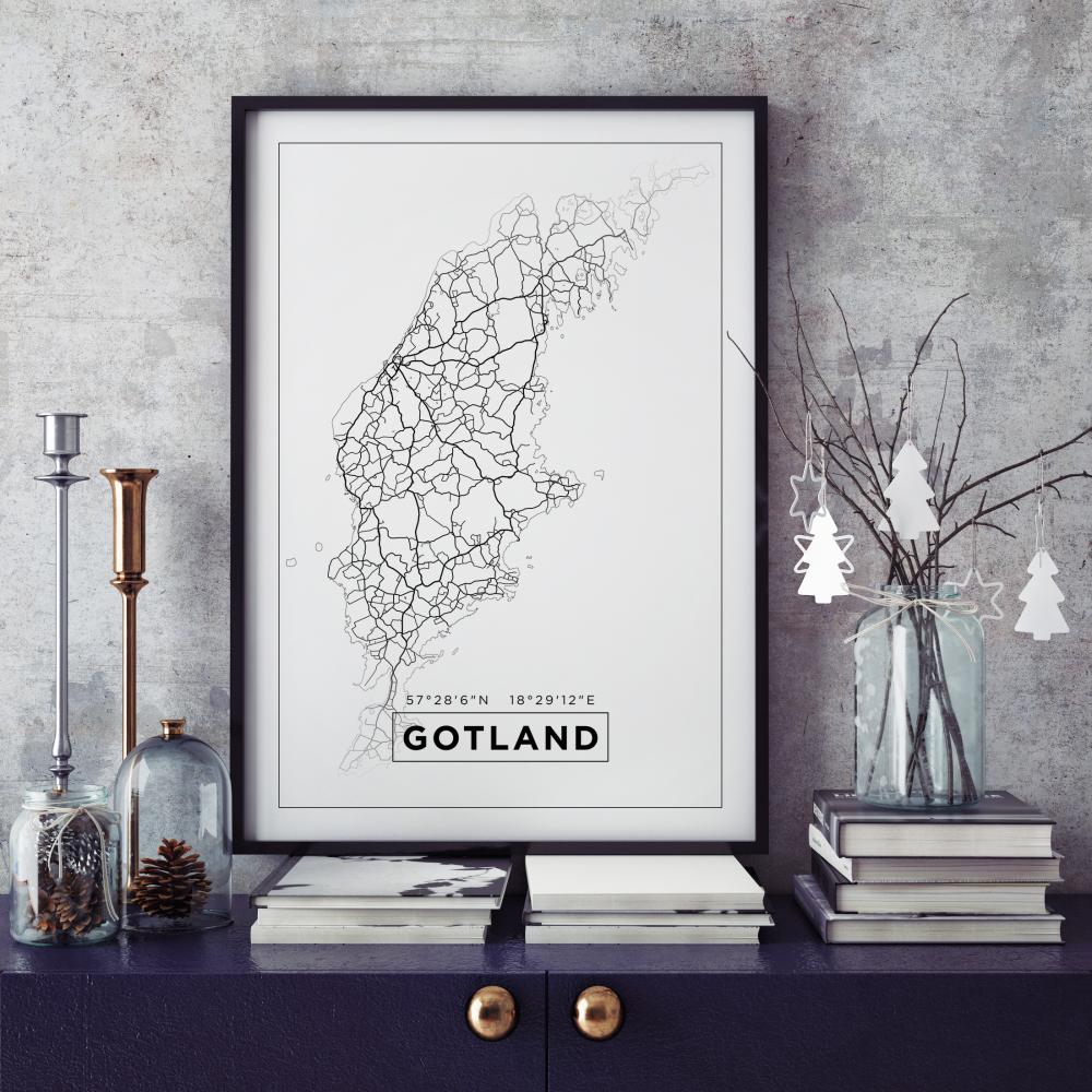 Mappa - Gotland - Poster bianco