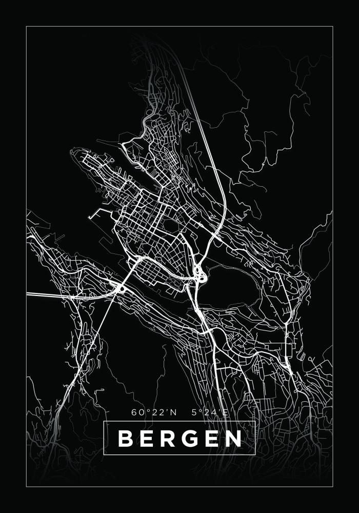 Mappa - Bergen - Poster nero