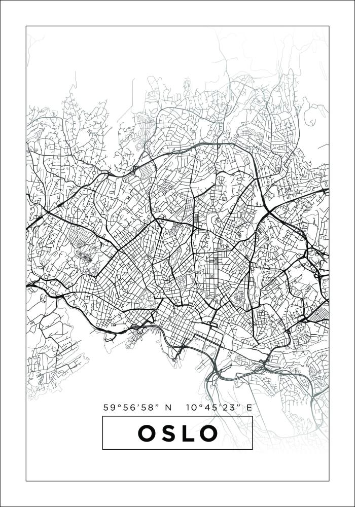 Mappa - Oslo - Bianco Poster