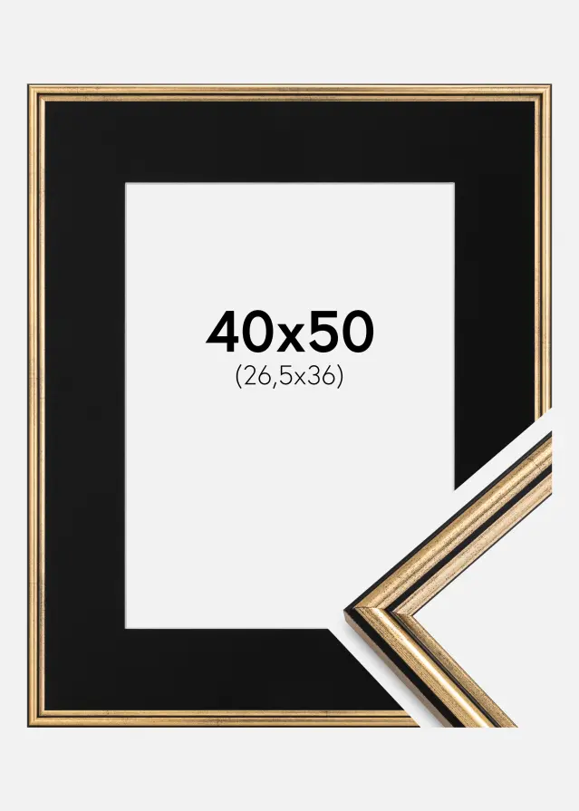 Cornice Horndal Oro 40x50 cm - Passe-partout Nero 27,5x37 cm