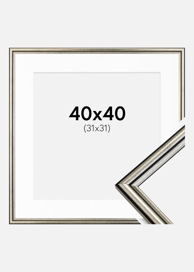 Cornice Horndal Argento 40x40 cm - Passe-partout Bianco 32x32 cm