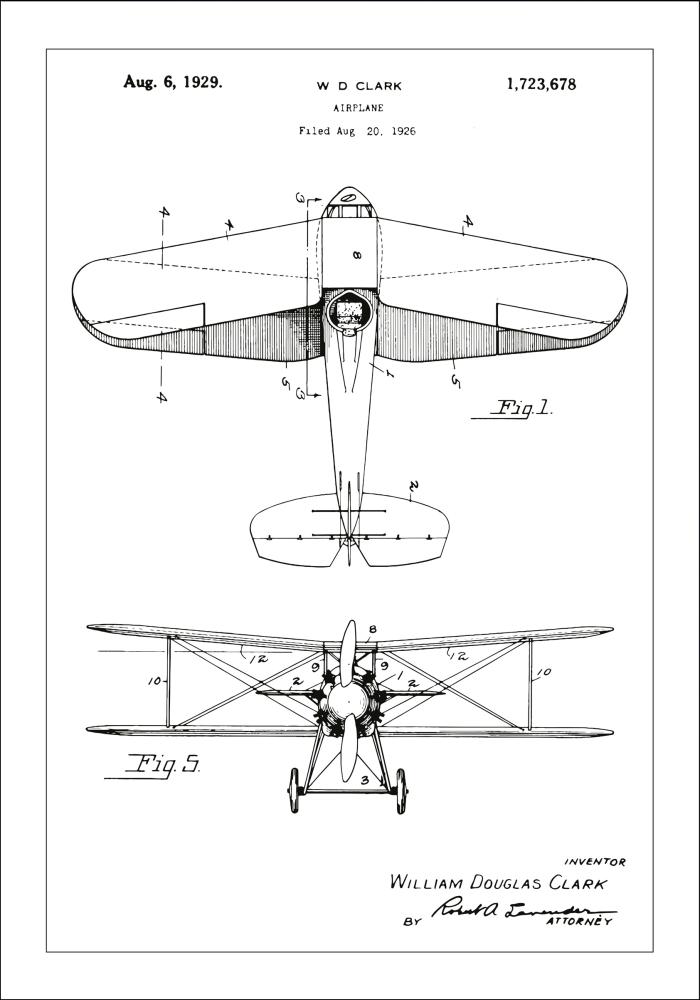 Disegni di brevetti - Aeroplano - Bianco Poster