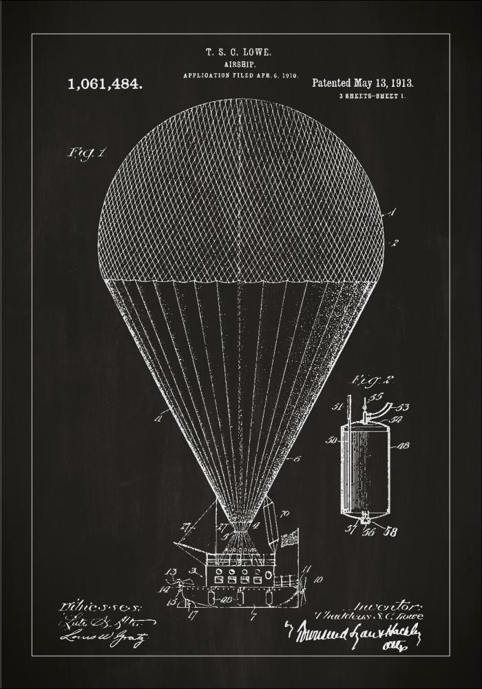 Disegni di brevetti - Dirigibile - Nero Poster