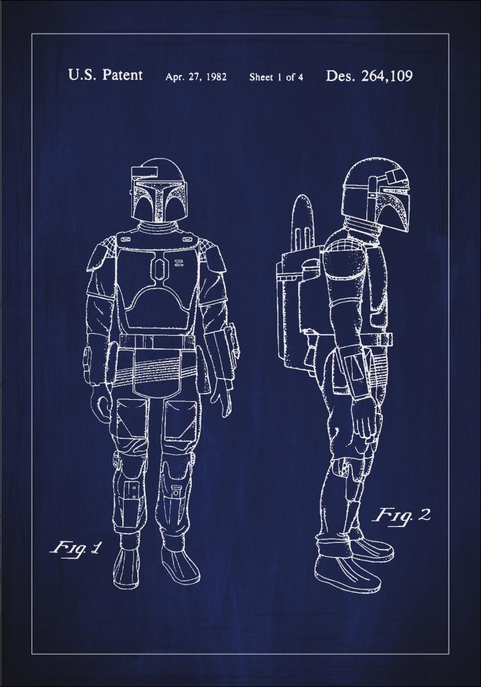 Disegni di brevetti - Star Wars - Boba Fett - Blu Poster