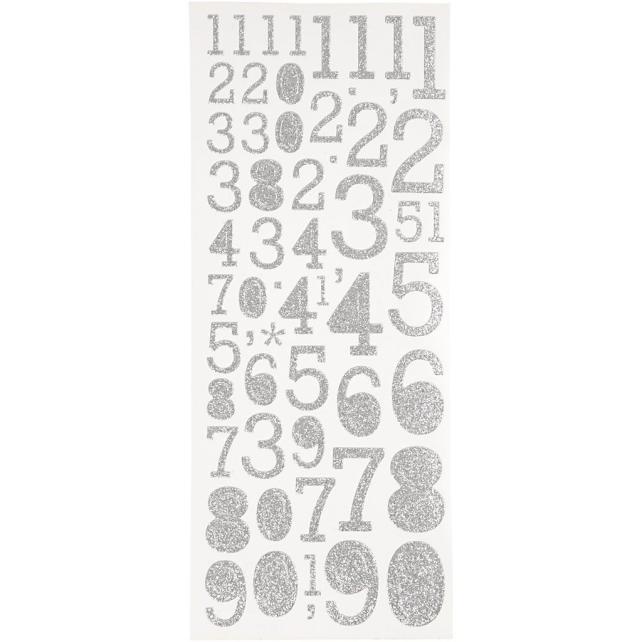 Focus Glitterstickers Argento Numbers