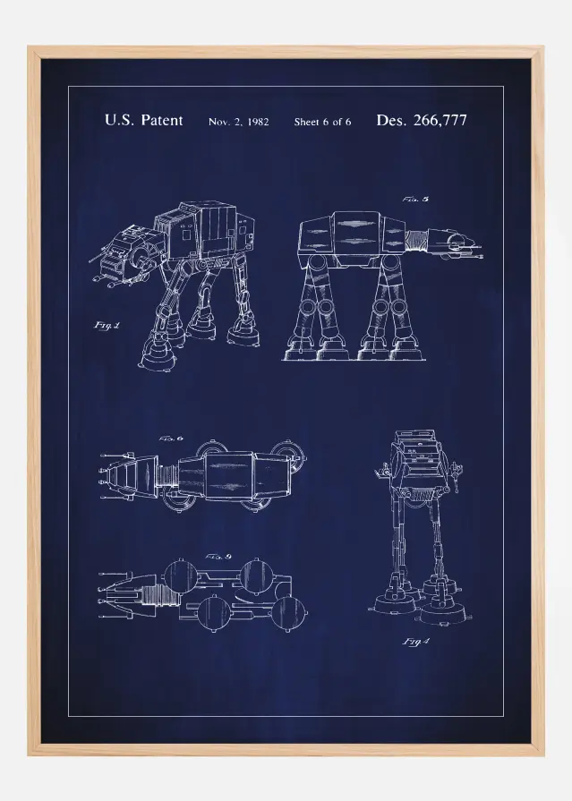 Disegni di brevetti - Star Wars - Walker - Blu Poster