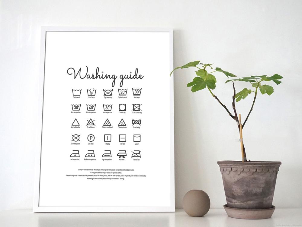 Washing guide white Poster