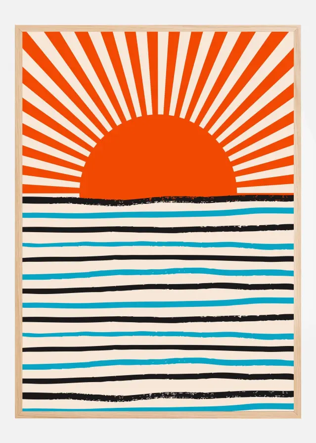 Red Sun and Sea Poster