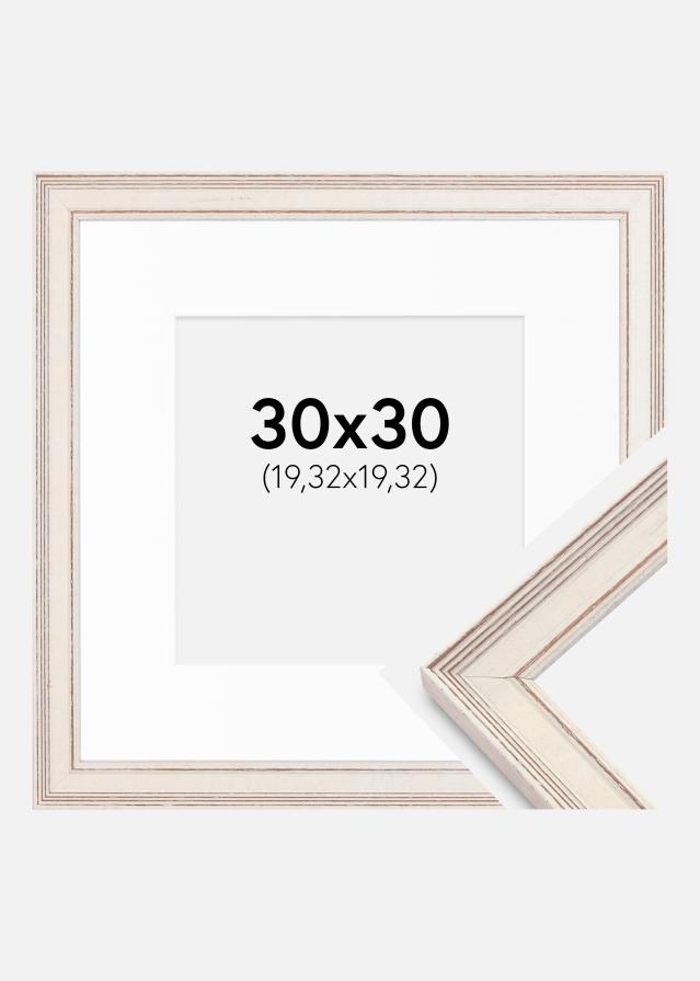 Cornice Shabby Chic Bianco 30x30 cm - Passe-partout Bianco 8x8 inches