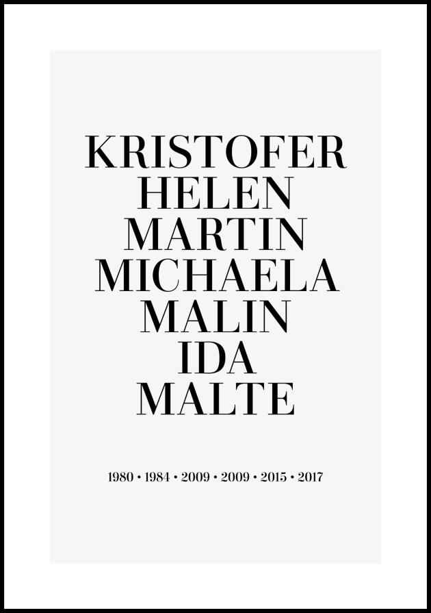 Quadro di famiglia - 7 Nome e anno di nascita - Grigio