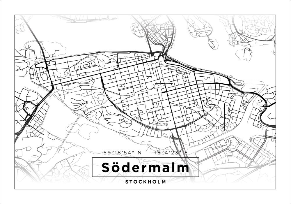 Mappa - Södermalm - Poster bianco