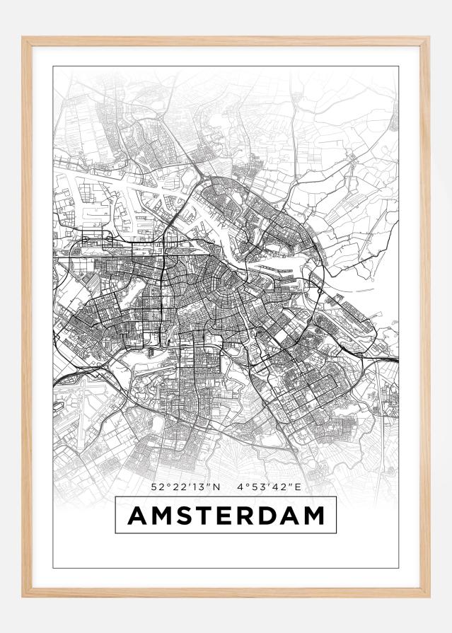 Mappa - Amsterdam - Bianco Poster