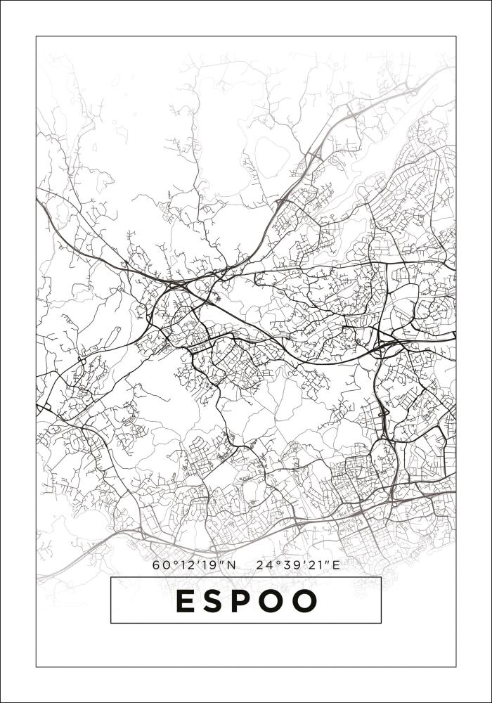 Mappa - Espoo - Poster bianco