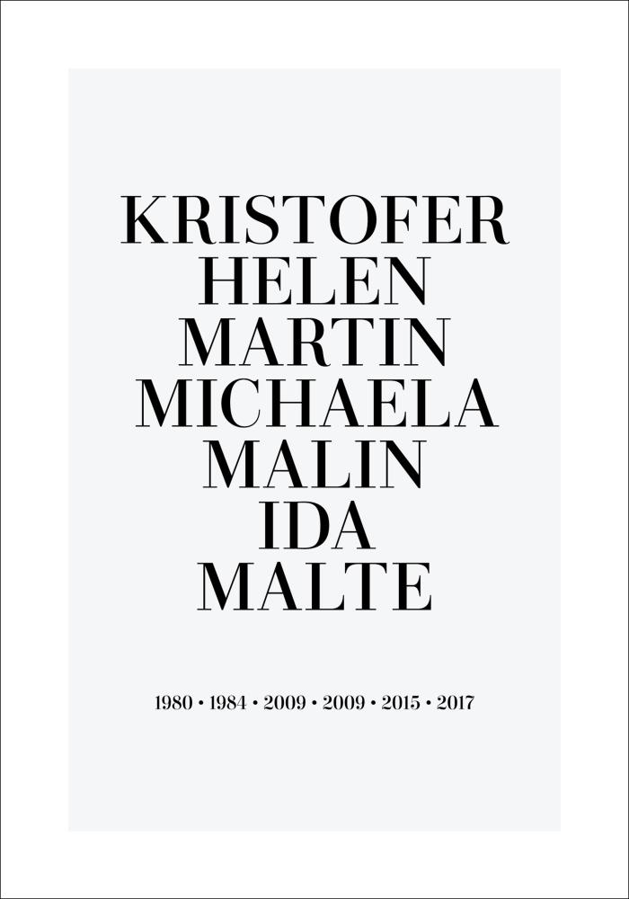 Quadro di famiglia - 7 Nome e anno di nascita - Grigio