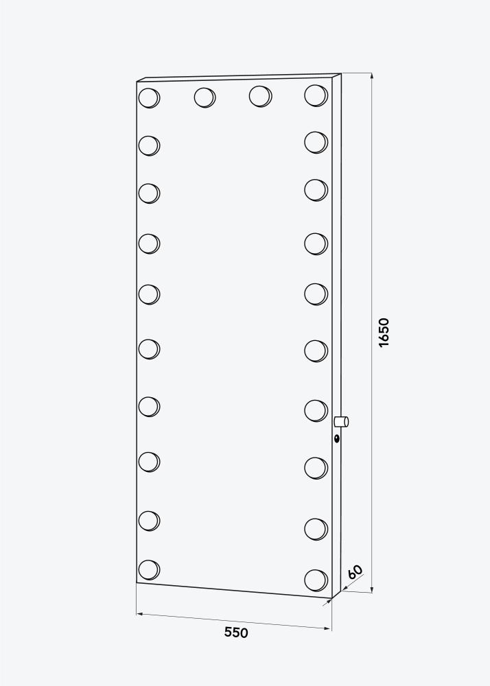 KAILA Specchio Tall LED Nero 55x165 cm