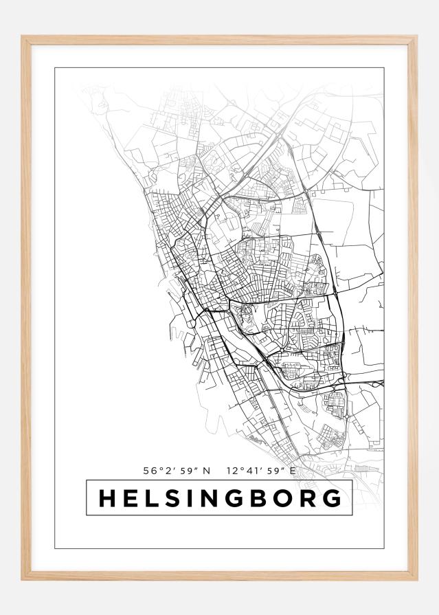 Mappa - Helsingborg - Poster bianco