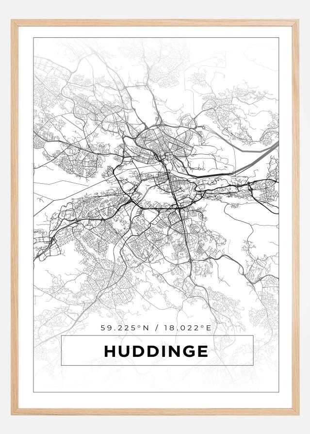 Mappa - Huddinge - Poster bianco