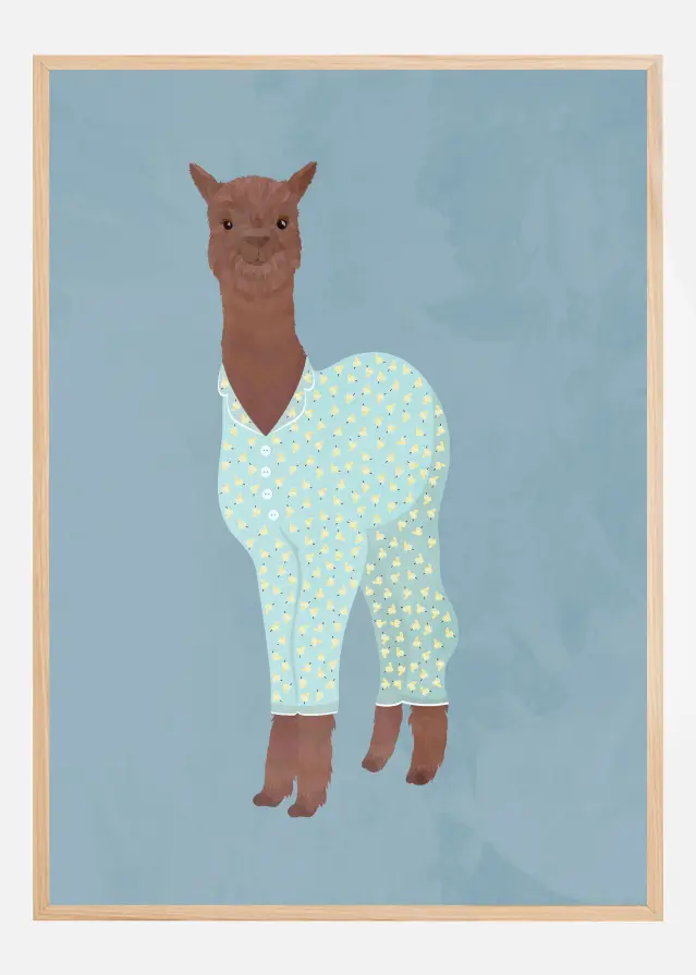 Llama In Pjs Banana blue Poster