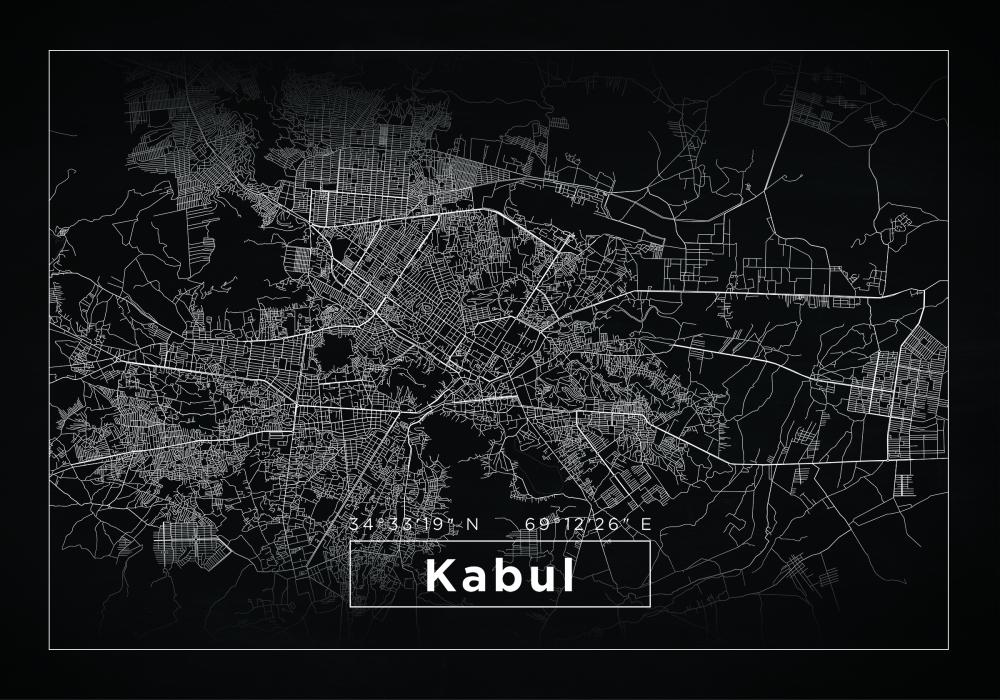 Mappa - Kabul - Nero Poster