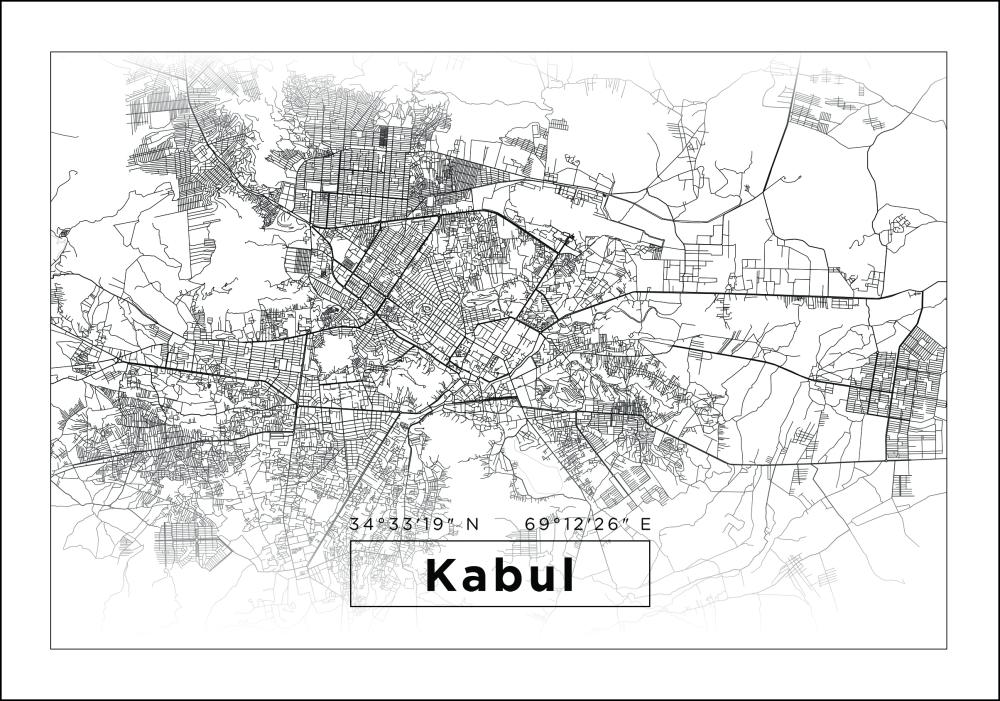 Mappa - Kabul - Bianco Poster