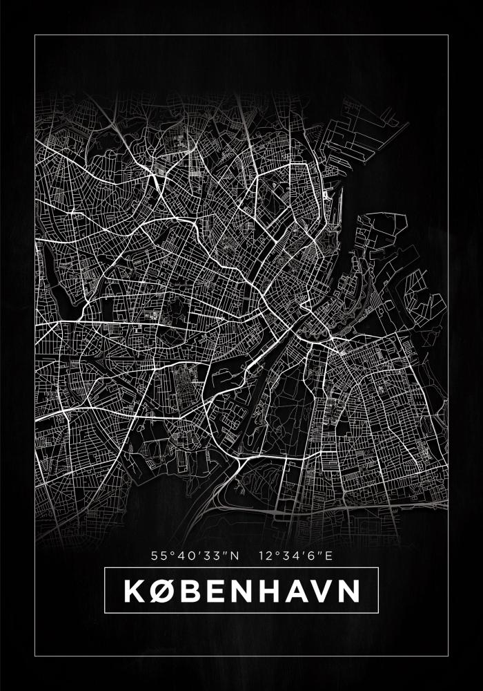 Mappa - København - Nero Poster