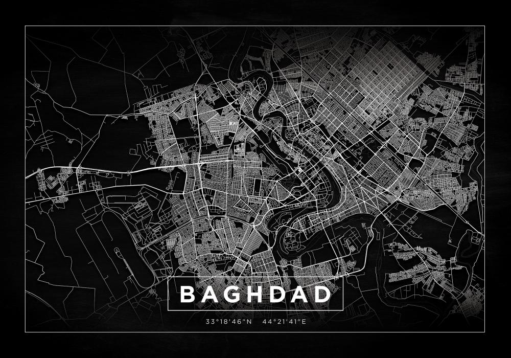 Mappa - Baghdad - Nero Poster