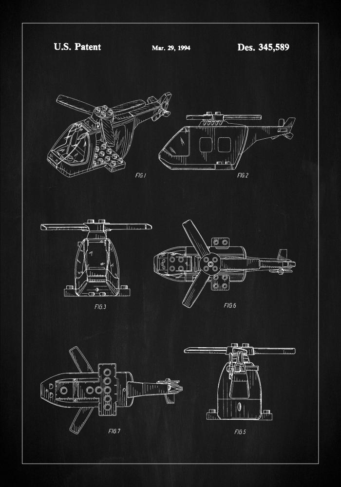 Patent Print - Lego Helicopter - Black Poster