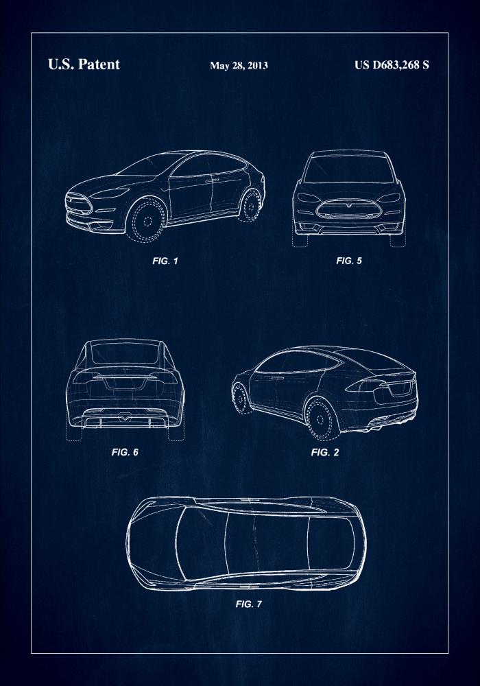 Patent Print - Tesla - Blue Poster