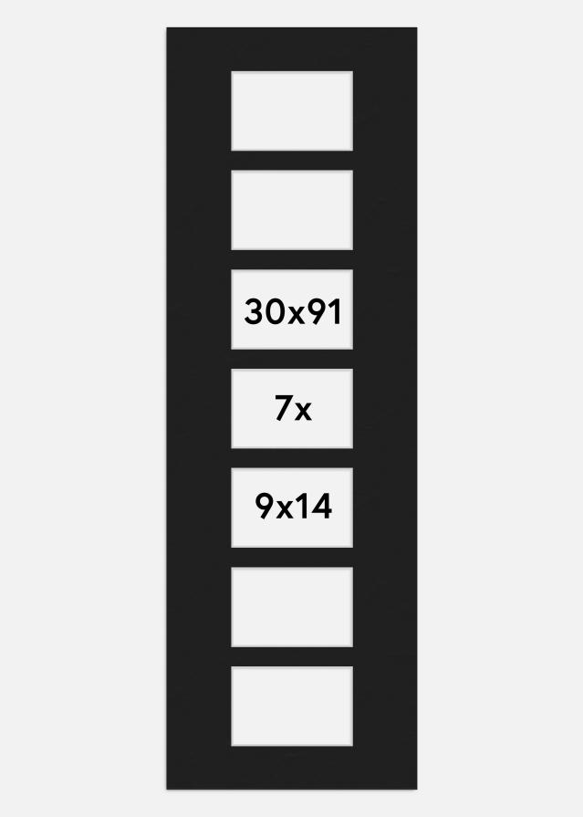 Passe-partout Nero 30x91 cm - Collage 7 Immagini (9x14 cm)