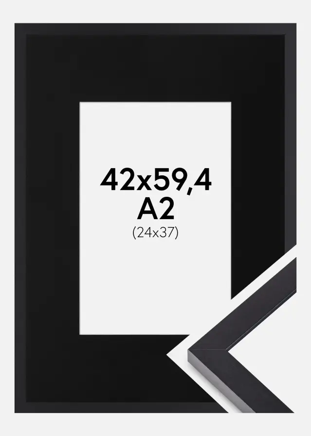 Cornice Selection Nero 42x59,4 cm (A2) - Passe-partout Nero 25x38 cm